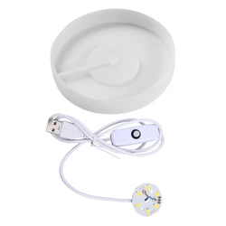 Silicone Mold for LED Lights Display Base Round Square Bases with USB Light DIY Crafts Kit for Crystal Glass Resin Art