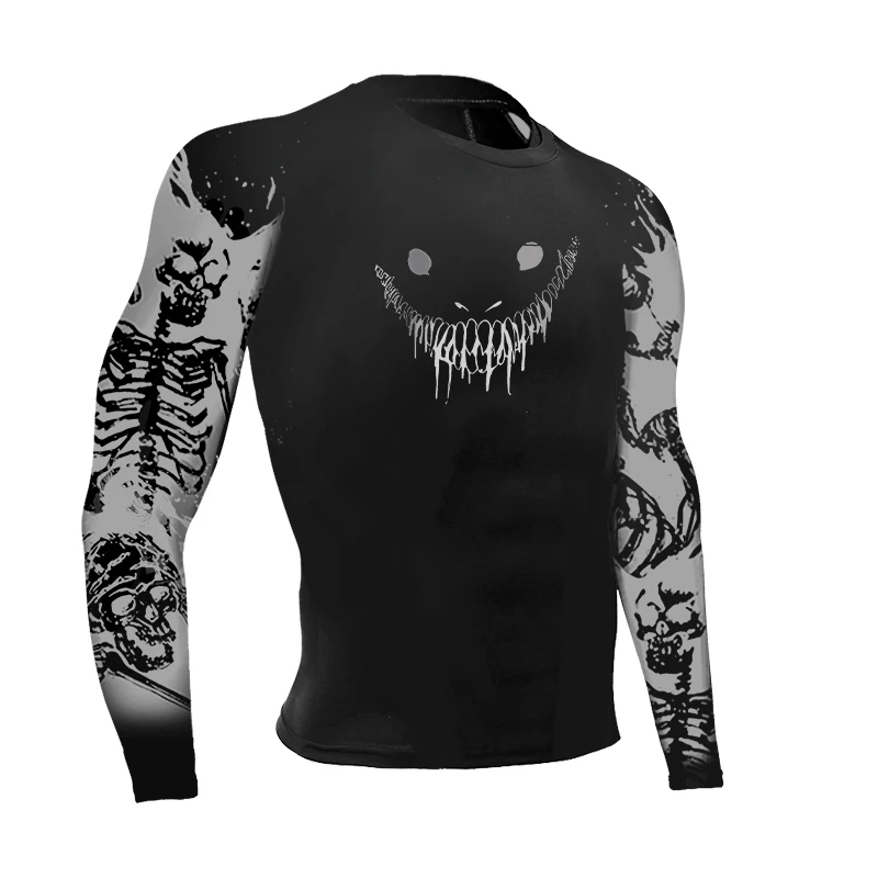 Men\'s Compression TShirt Fitness 3D Print Muscle Shirt Long Sleeve Rash Guard Athletic SportsShort Tops Cool Dry Workout TShirt