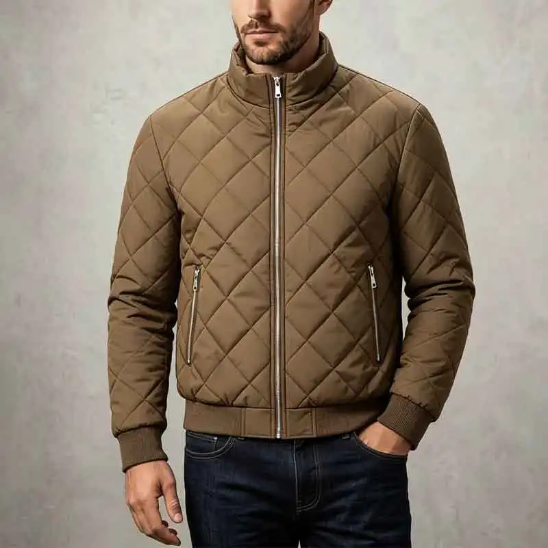 Winter Stand Collar Casual Men Parkas Thicken Warm Windproof Male Outerwear Fashion All-match Puffer Coat Solid Color Quality