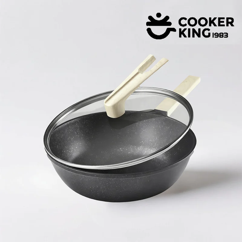 

COOKER KING 30 см сковорода с антипригарным покрытием из алюминиевого сплава, бытовая легкая сковорода для перемешивания, многофункциональная посуда, праздничный подарок