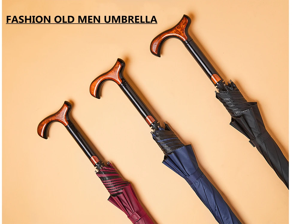 Separable Cane Umbrella for The Elderly Men Walking Stick Anti-skidding Crutch Vinyl Umbrellas for Climbing Multi-purpose