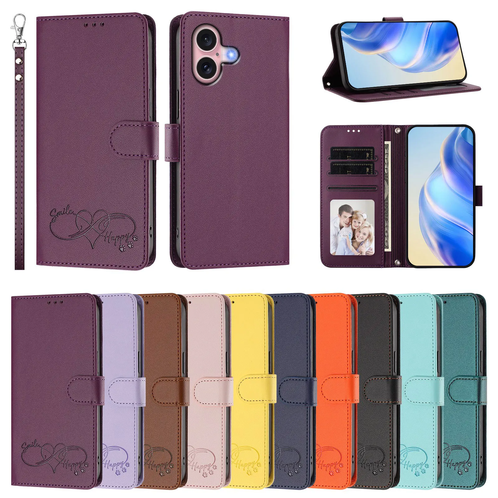 PU Leather Wallte Case For Samsung Galaxy S26 Edge S25 Ultra S24 FE S23 Plus Shockproof Holder Card Slots Flip Stand Phone Cover