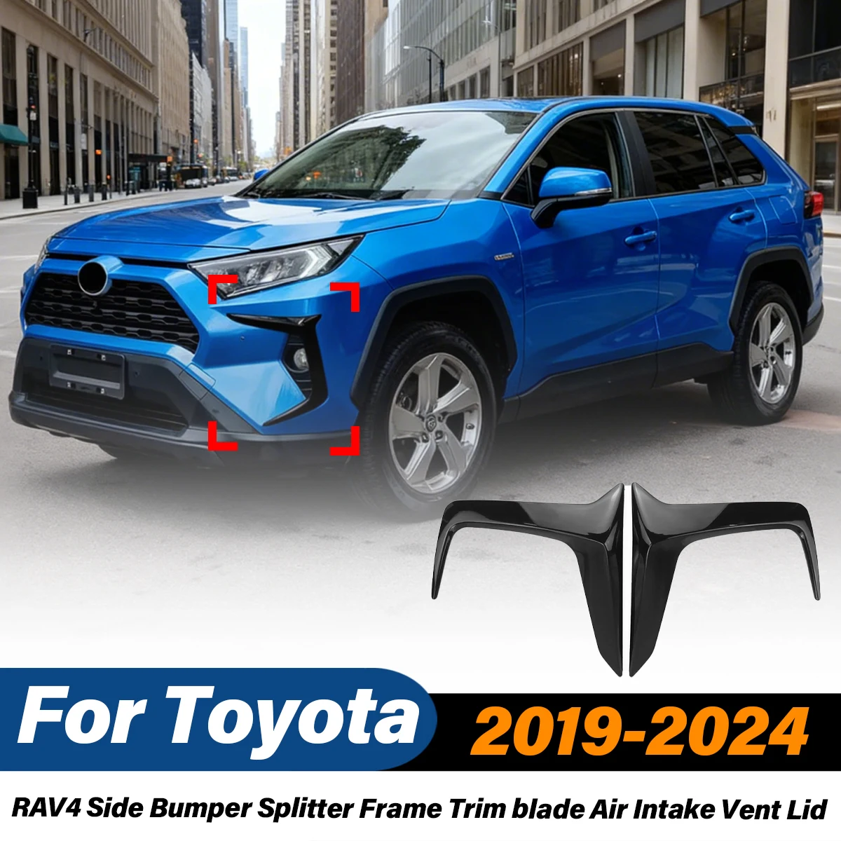 

Комплект для модификации кузова: накладка-сплиттер на боковой бампер, воздухозаборник, дефлектор для Toyota RAV4 2019-2024