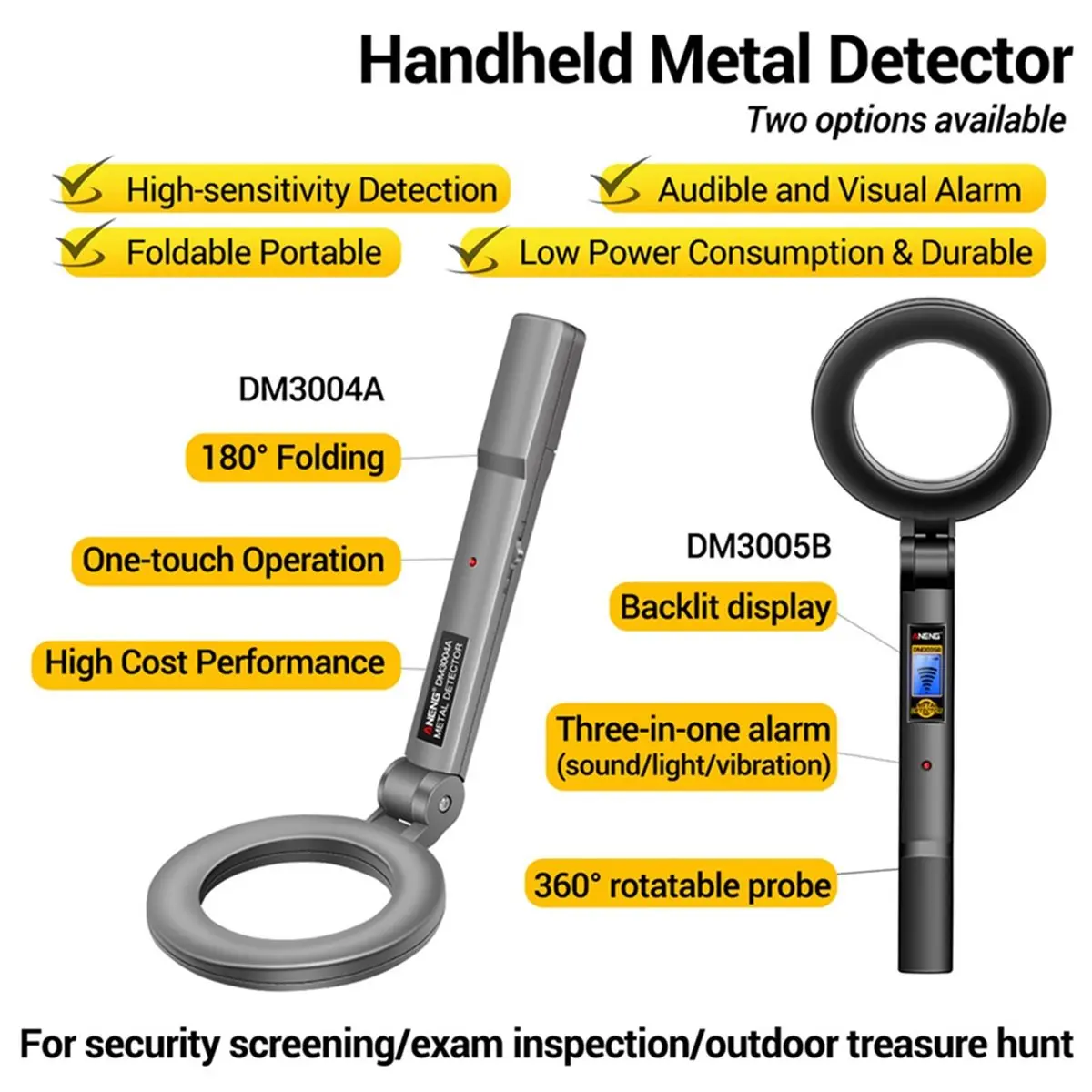 DM3005B/DM3004AHandheld Metal DetectorDual Mode Alarm for Security Check Treasure Hunting Outdoor Inspection Universal B
