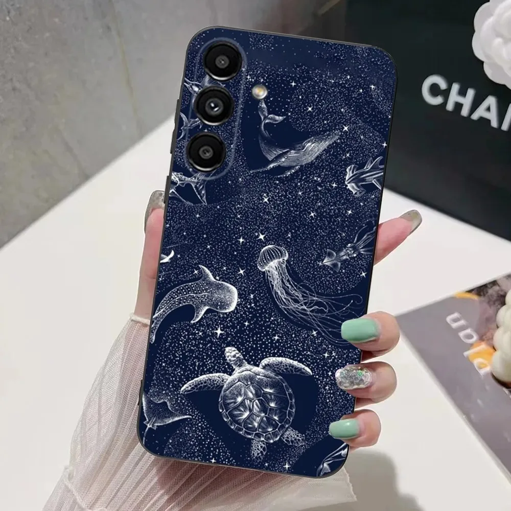 Tampa macia preta para Samsung, oceano do espaço, tubarão-baleia, S24,S21,S22,S23,S30, ultra, S20, mais, Fe,Lite, nota, 10,9,5G