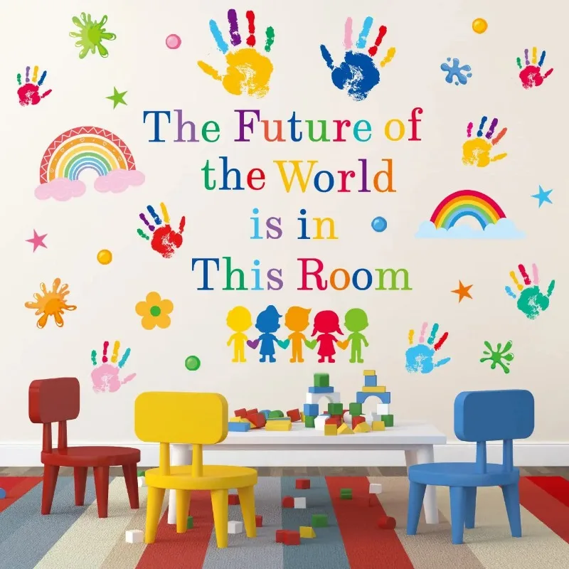 Colorful Inspirational Quotes Wall Decals Vinyl Paint Splatter Handprint  Positive Saying Wall Decals for Classroom School