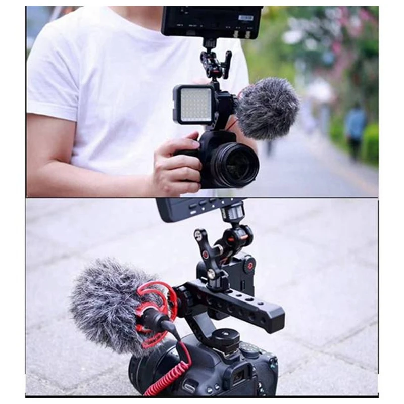 Universal DSLR Camera Rig Top Handle 3 Cold Shoe Adapter Mount For LED Light Microphone Metal Handle Grip Parts