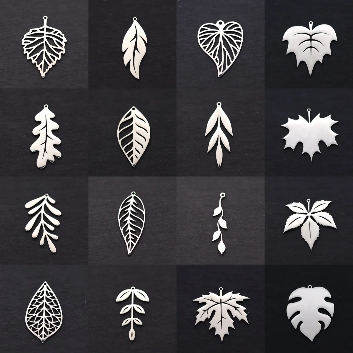 

3pcs Vintage Leaves Charms Stainless Steel Pendant for Jewelry Making Plant Palm/Feathre/Maple Leaf Tassel Earrings Bracelets