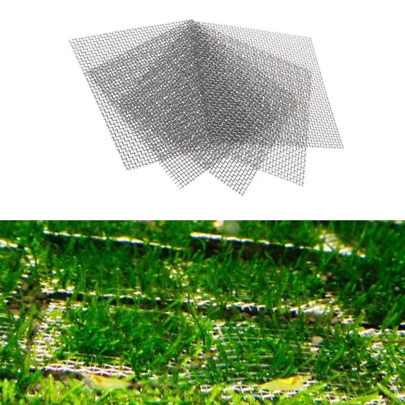 5Pcs Stainless Steel Aquarium Plant Net Aquatic Moss Plants Landscaping Aquatic Fish Tank Decoration Accessories 8cmx8cm acuario