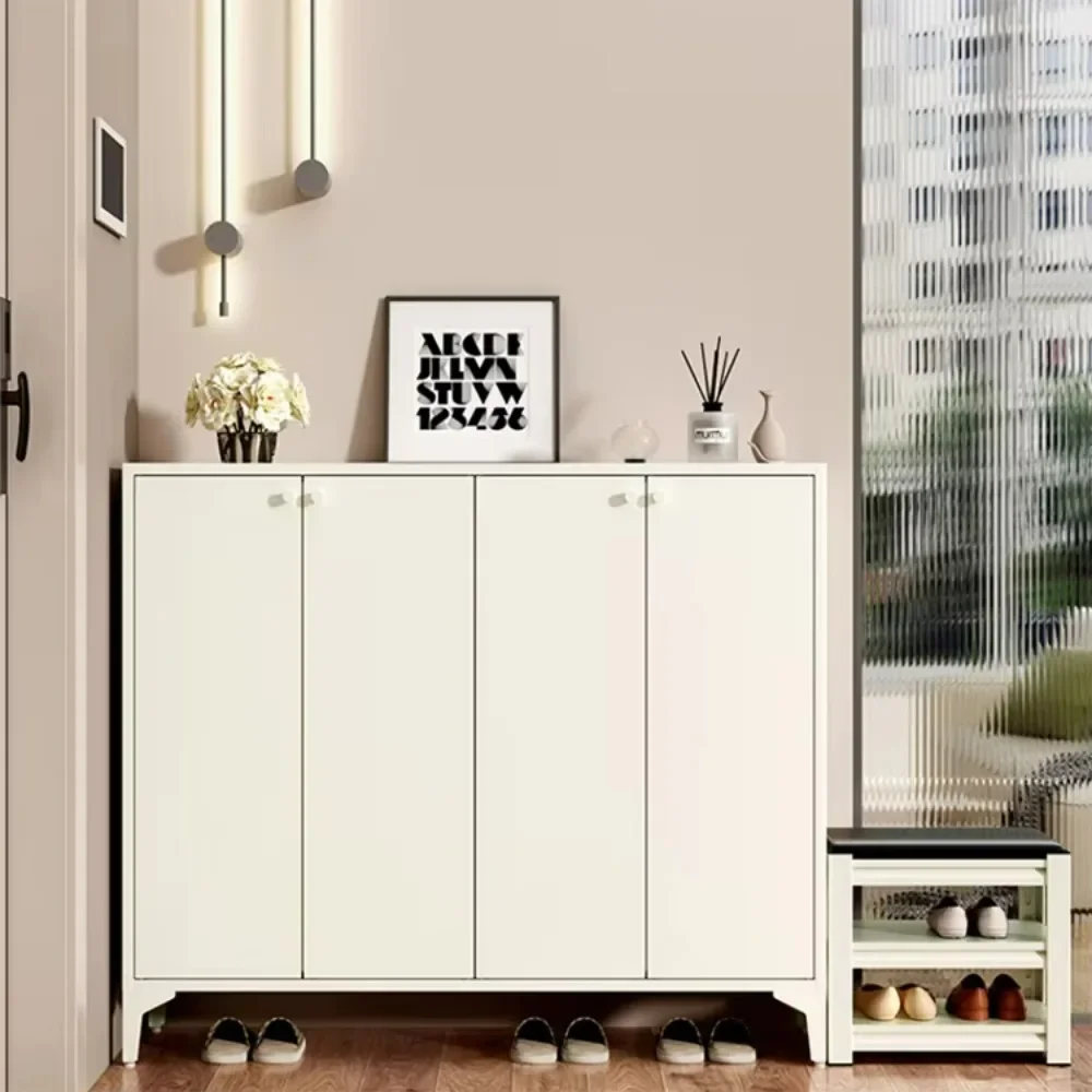 Home Furniture Freestanding Adjustable Shelves Storage Steel Metal Large 4 Door White Capacity Shoe Cabinet Receive Shoe Rack
