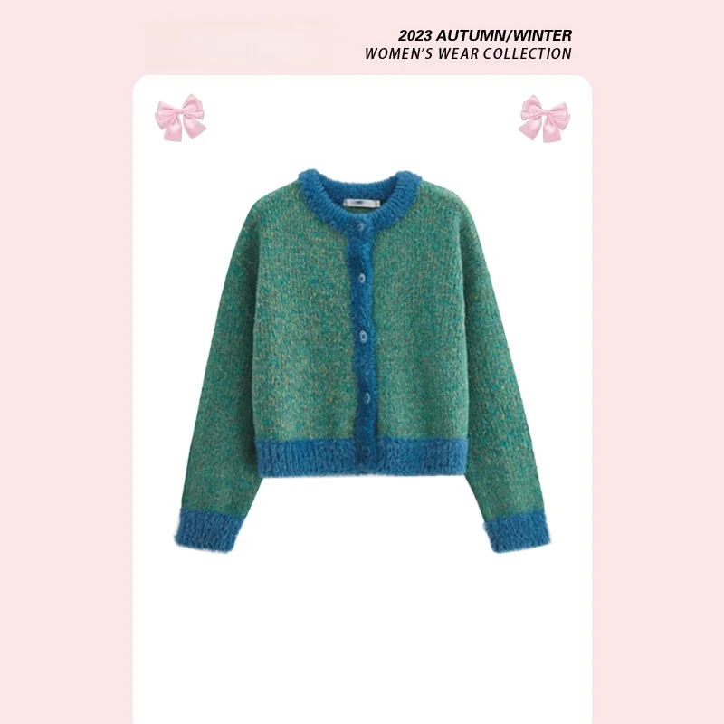 

Новый женский вязаный свитер-жакет с круглым вырезом, длинный, для осени и зимы, маленький размер, для повседневной носки