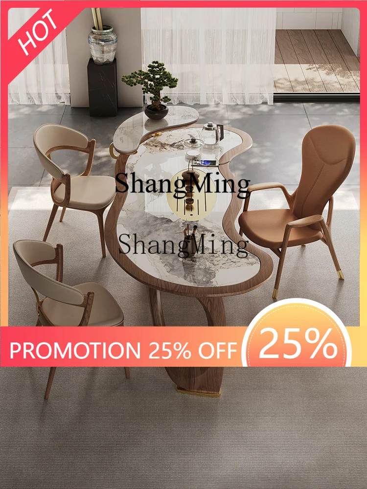 

FG solid wood tea table, high-end, office making integration, new Chinese curved Song Dynasty aesthetic