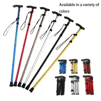 Outdoor Mountaineering Trekking Folding Trekking Pole Five Telescopic Crutches Travel Climbing Sports Aluminum Alloy Cane 1