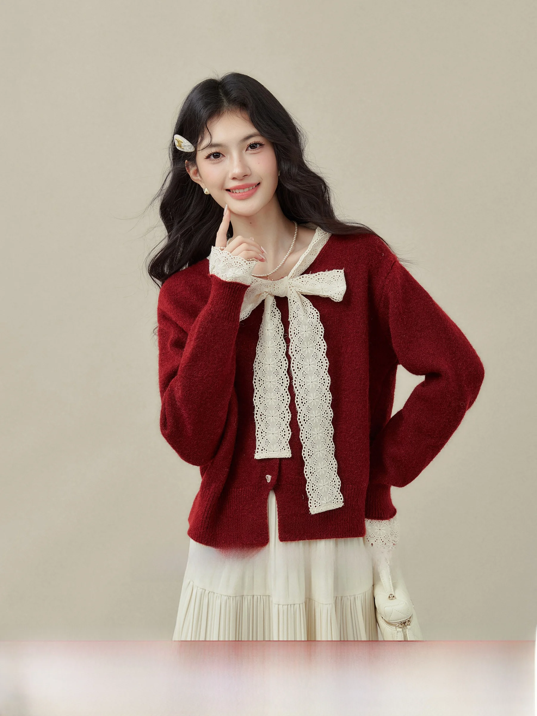 

Красный свитер-пальто с узлом для полных женщин, повседневный, с длинными рукавами, стандартной длины, на одной пуговице, для ношения под одеждой