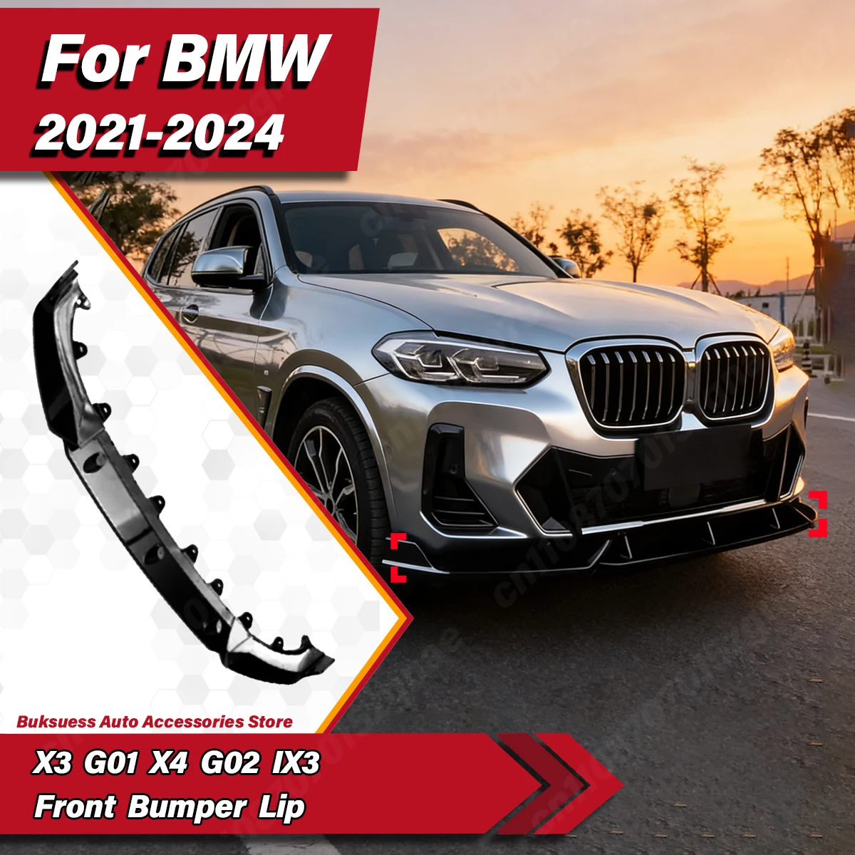 

For BMW X3 G01 X4 G02 M Sport Facelift 2021 2022 2023 2024 Car Front Bumper Racing Model Spoiler Splitter Body Modification Kit