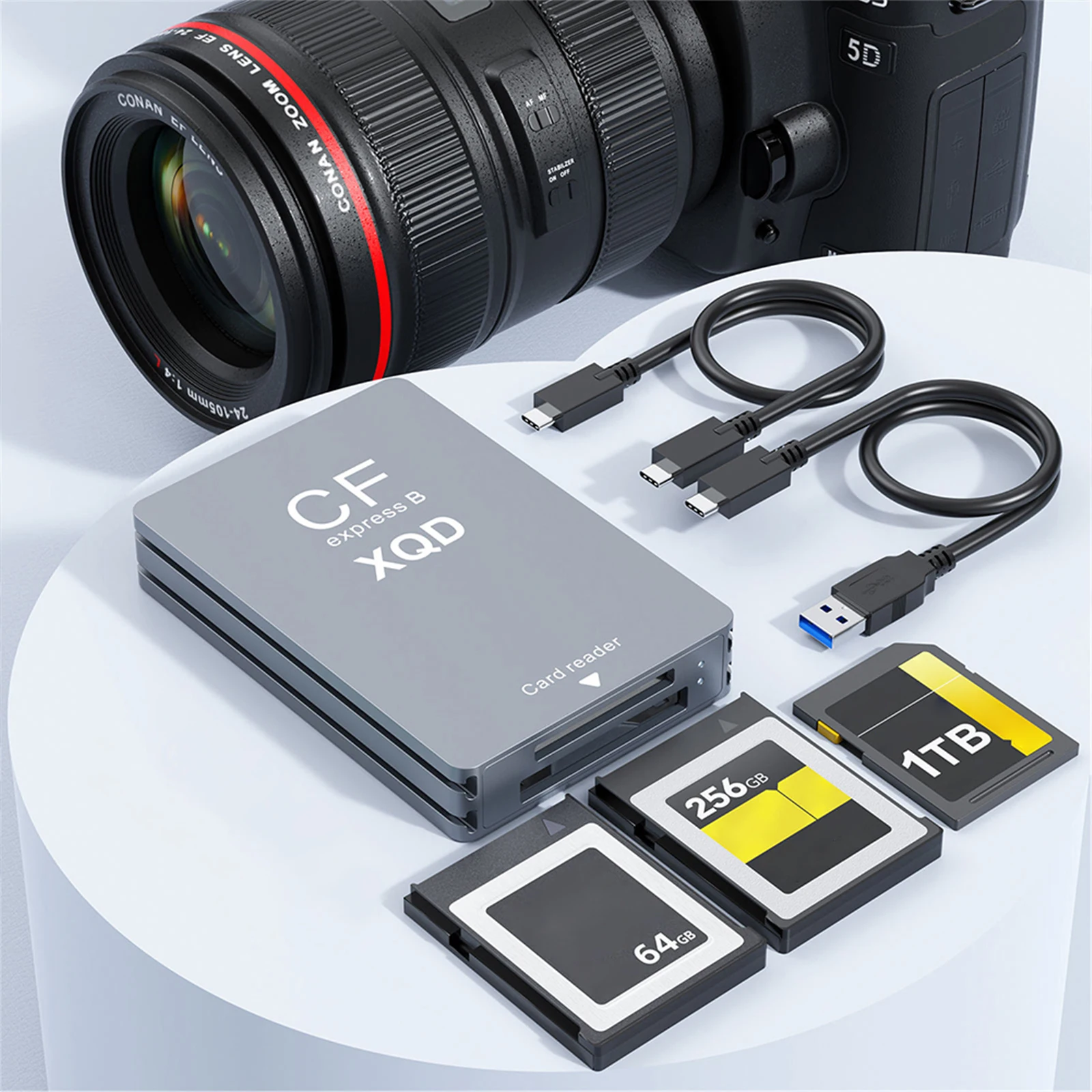 10gbps-xqd-sd-memory-card-reader-with-usb-c-to-usb-a-c-support-thunderbolt-3-4-port-for-professional-filmmakers-content-creators