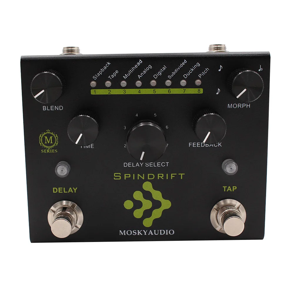 MOSKYAUDIO SPINDRIFT Guitar Pedal TAP Digital Delay Electric Guitar Effects 8 Delay Modes Guitar Bass Instrument Accessories