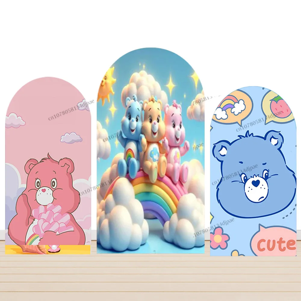 Cheerbear Care Bears Arch Background For Party Rainbow Girls Baby Birthday Backdrop Decoration Grumpybear Props Photo Studio