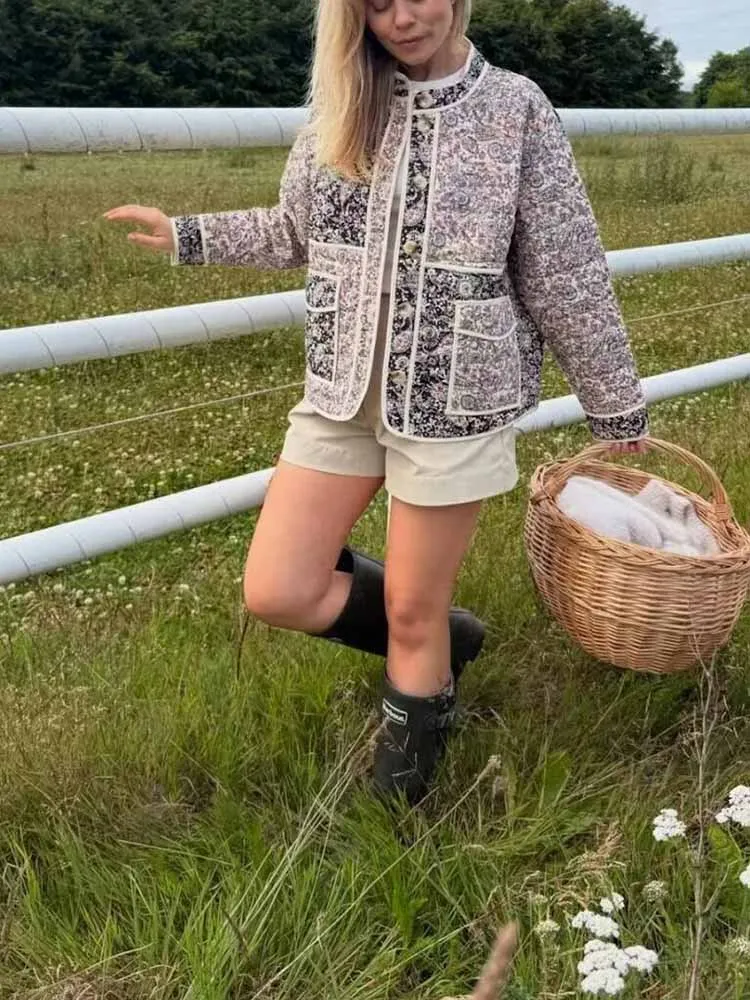 

Европейский и американский стиль, осенне-зимняя новая женская мода, темперамент, универсальный клетчатый стеганый хлопковый край, хлопок с принтом