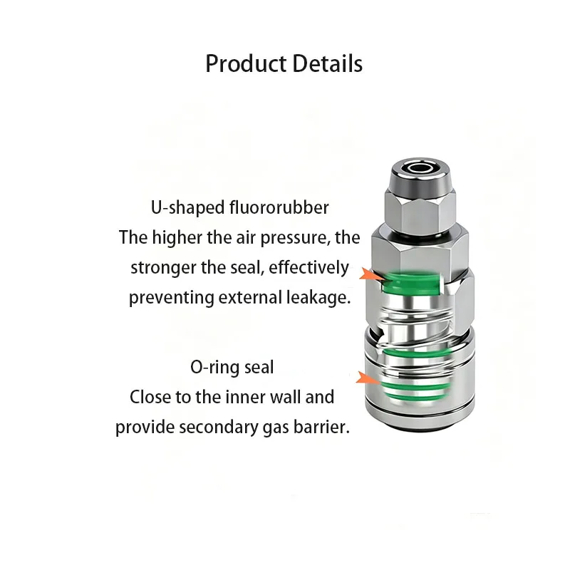 C-Type Self-Locking Quick Connector 304 Stainless Steel Pneumatic Air Hose Quick Plug Air Pump Compressor Accessories