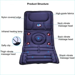 New Electric Full Body Massage Pad 9 Vibration Motor Foldable Far Infrared Heating To Reduce Back Fatigue Back Mattress
