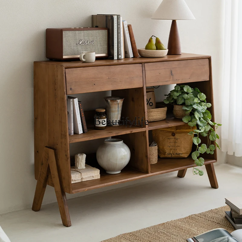 

Wabi-sabi Style Retro Solid Wood Sideboard Storage Display Cabinet