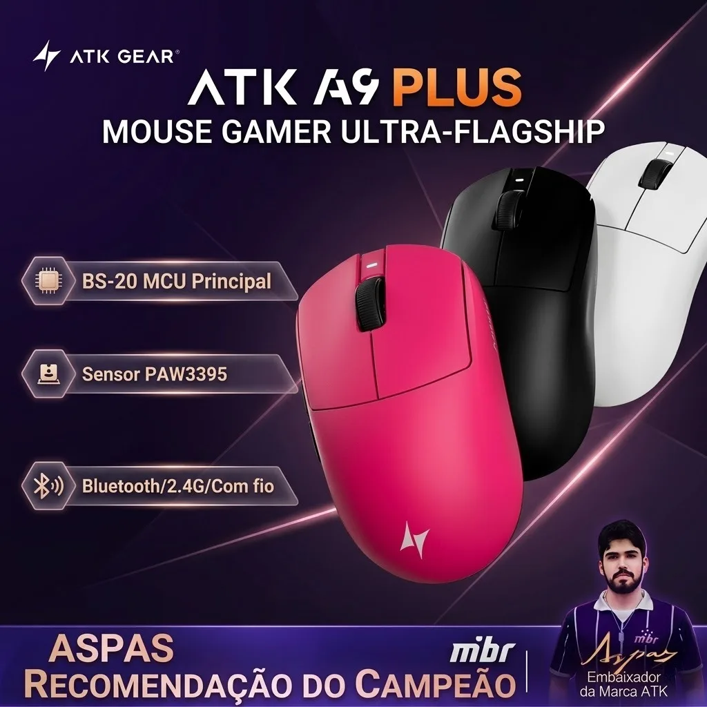 ATK A9 Ultra Wireless Gaming Mouse A9/A9 SE/A9 Plus/A9 Pro Tri-Mode 8K 53g Lightweight E-sports Gaming Mouse PC Custom Accessory