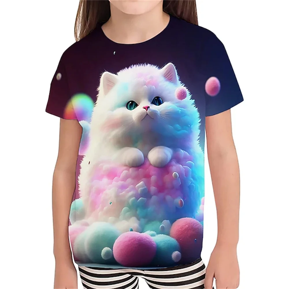 T-Shirts 3D Print Animals Cute Dog Summer O-Neck T-Shirts Casual Kawail Boys Girls Tops Oversized Fashion Kids Tees Clothing