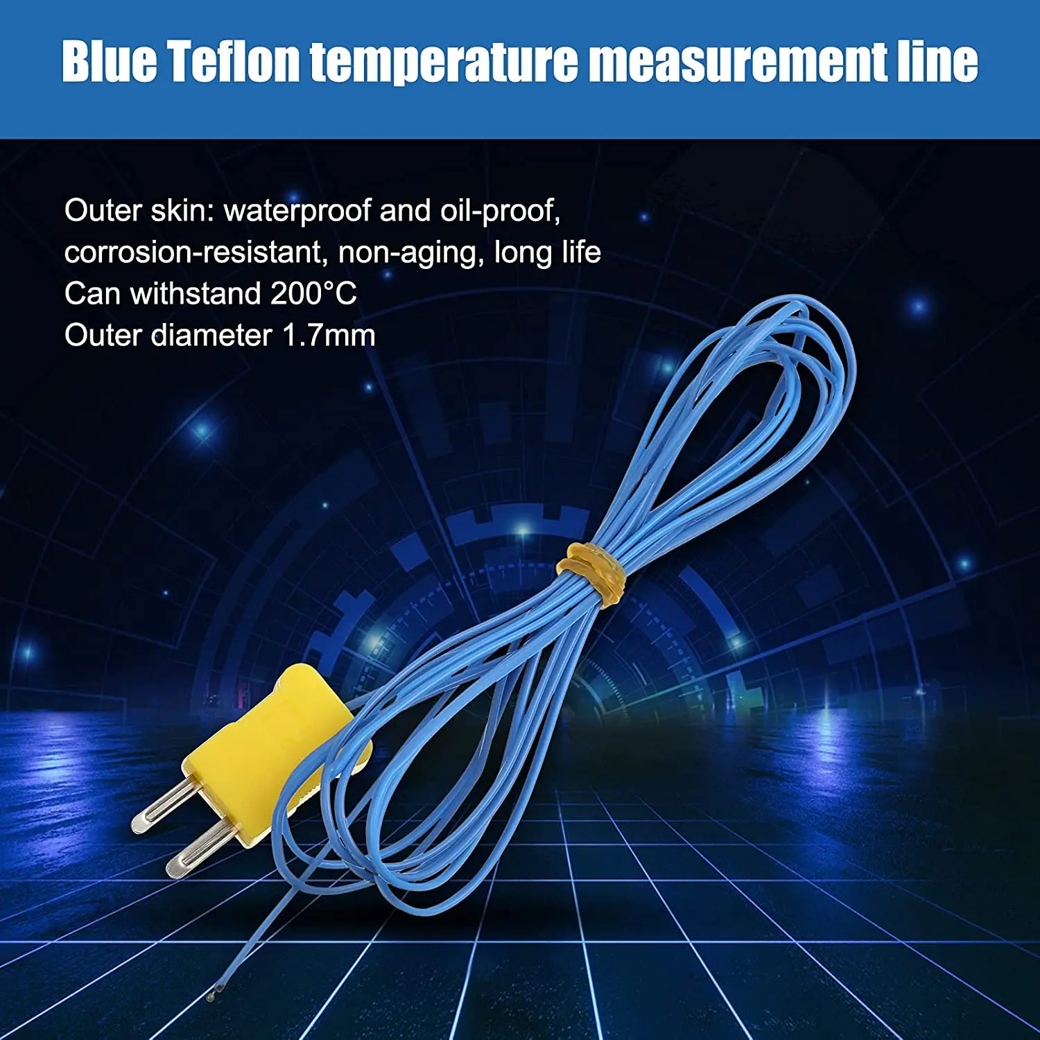 10Pcs 2M K-Type Temperature Sensor Connector Probe Sensor Temperature Sensors Measure for Thermocouple Sensor and Meter