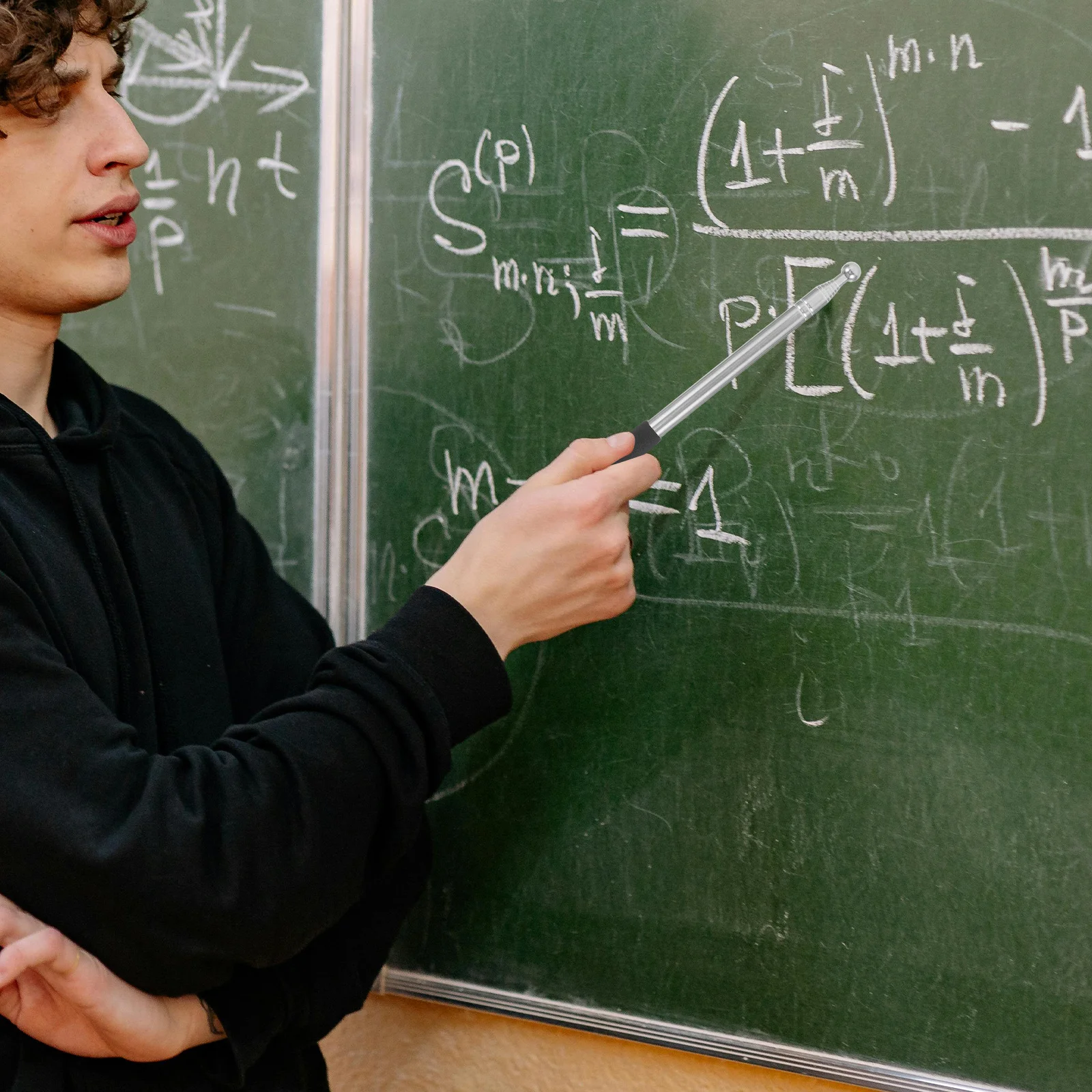 Pointeur à main extensible en acier inoxydable, 2 pièces, conception rétractable, léger et Portable pour les tours en plein air, enseignement en classe