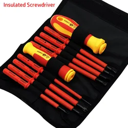 10pcs Insulated Screwdriver Set Household Magnetic Electrician Repair Tool Electrician's Safe Tool Anti Electric Screwdriver Set