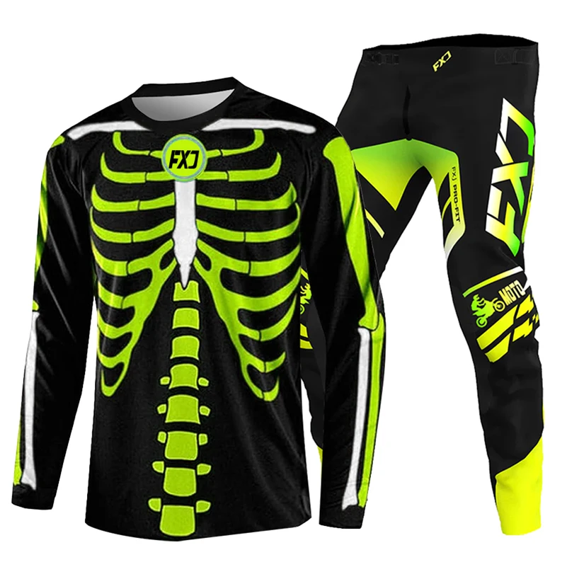 2027 new motocross jersey pant set green Child boy man Off-road motorcycle gear kid Enduro cross adult Customization name