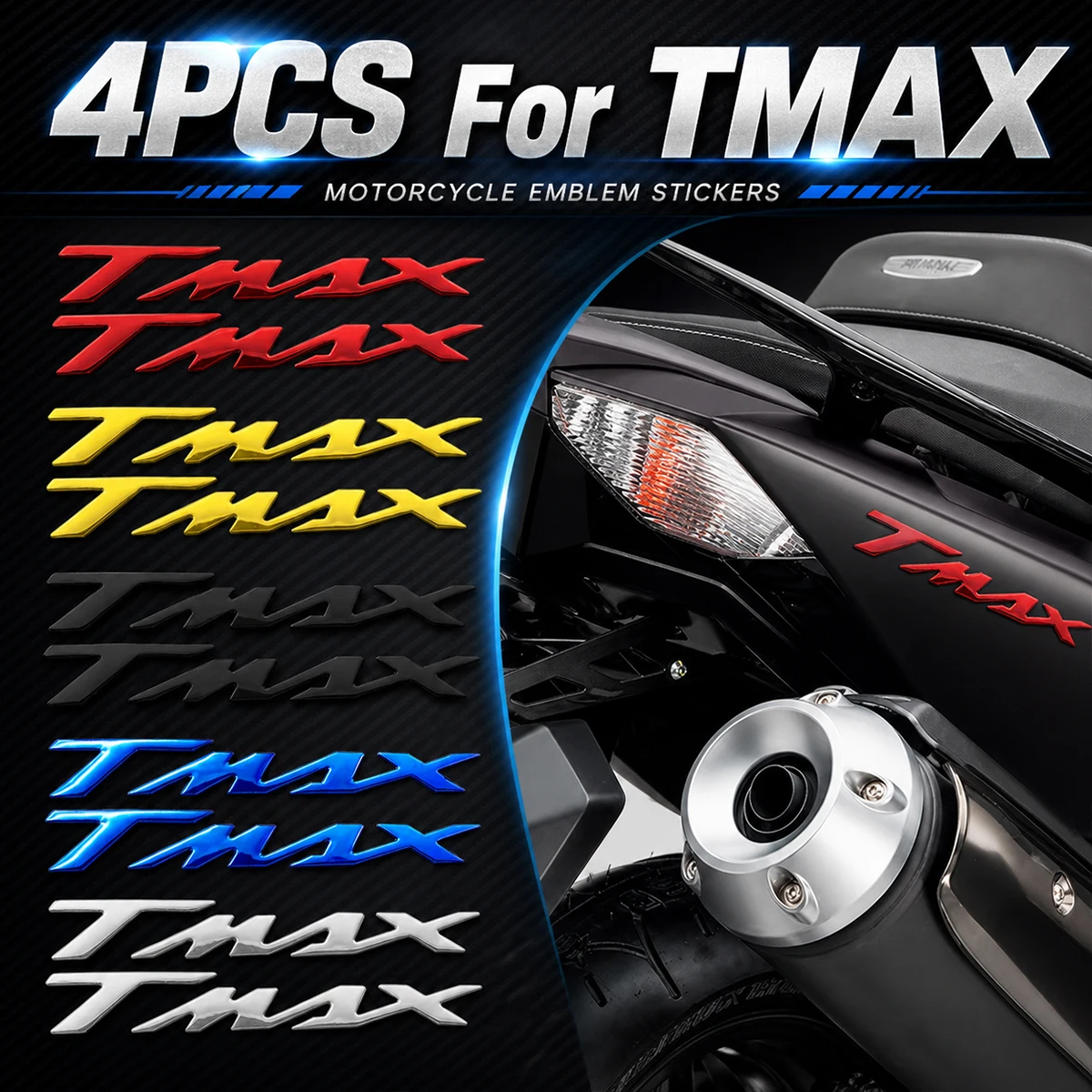 Motorcycle Stickers 3D Waterproof Modification Glossy Reflective Decorative Film for TMAX 500 530 560 Soft Adhesive Body Parts
