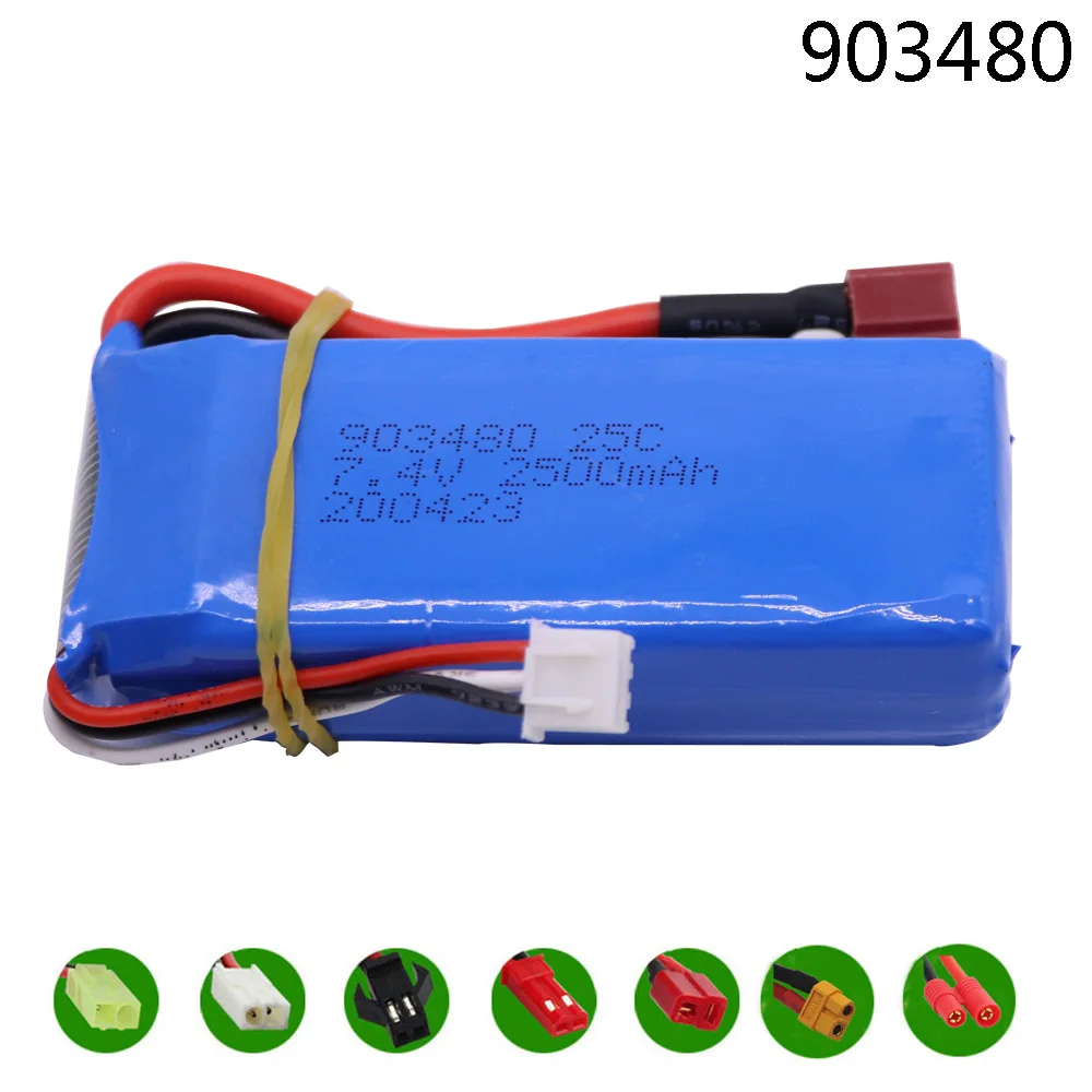 7.4V 2500mAh Lipo battery for 12428 12423 RC Car Parts Syma X8C X8W X8G X8 RC Quadcopter 7.4 V 903480 RC Toys Battery wholesale