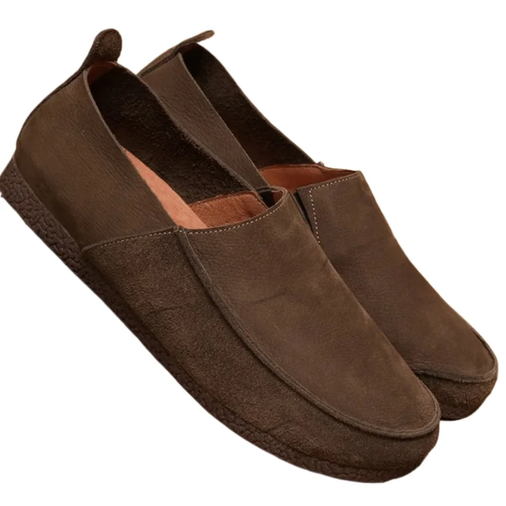 

Мягкая натуральная кожа, повседневная прогулочная старомодная мужская обувь, мужская обувь фермера, рабочая обувь, лоферы из воловьей кожи