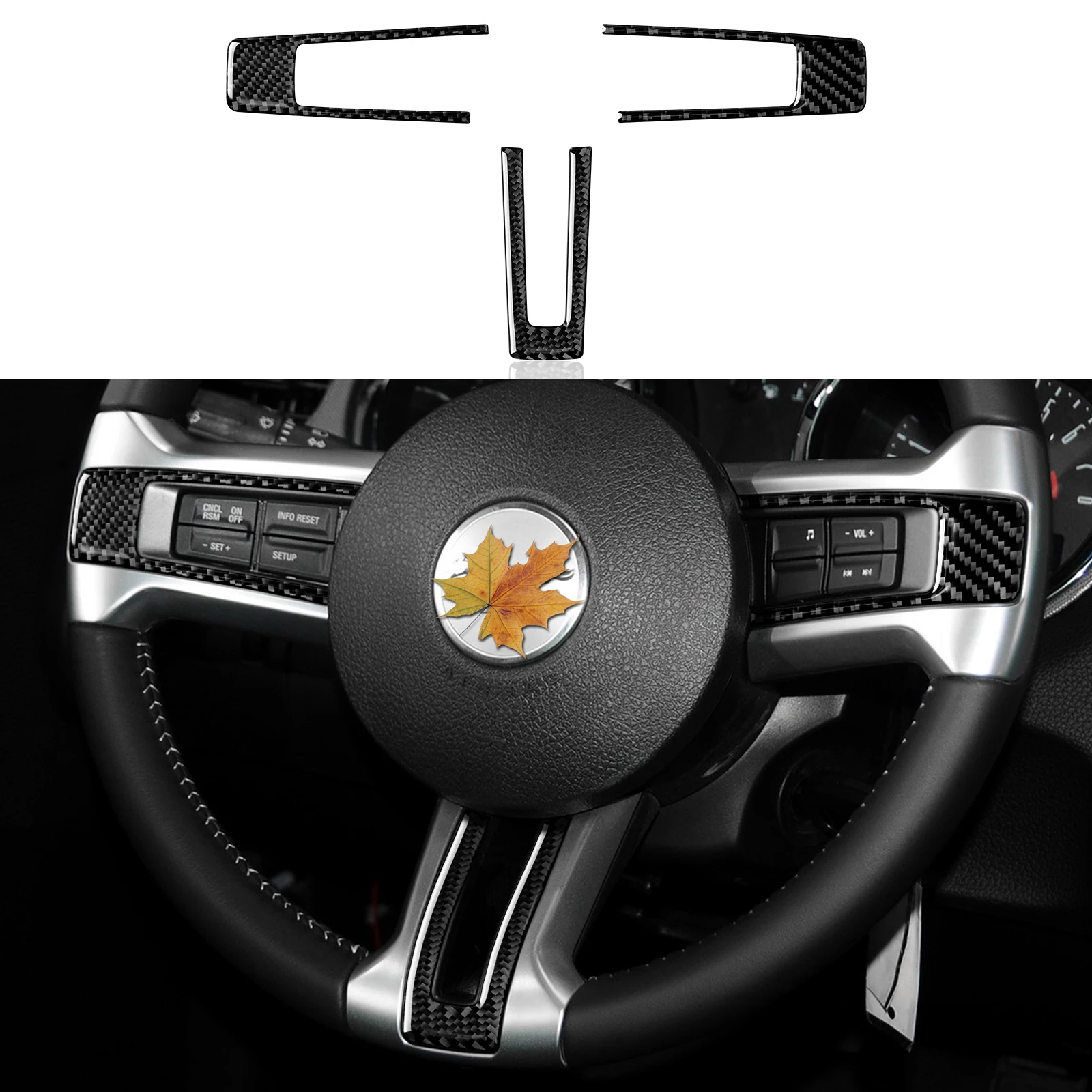 For Ford Mustang 2009 2010 2011 2012 2013 2014 Accessories Car Steering Wheel Sticker Decal Carbon Fiber Interior Trim Cover