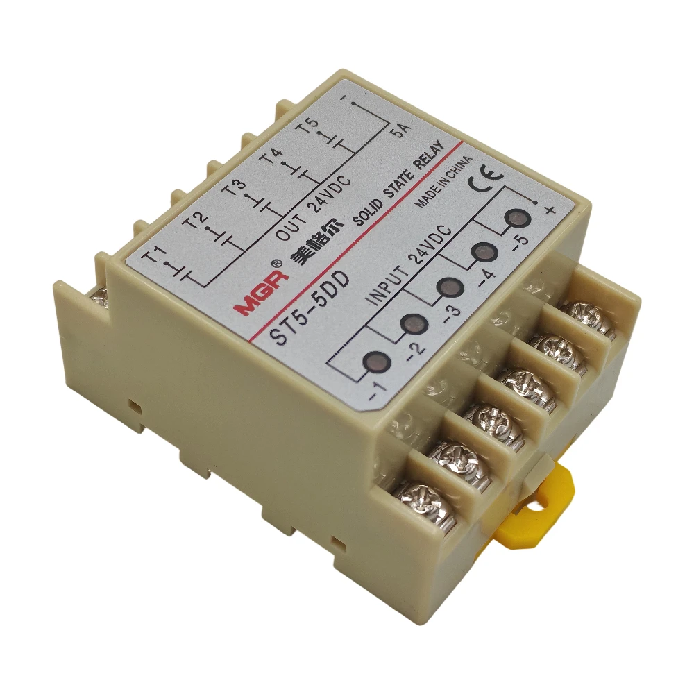 1PC ST5-5DD Five 5 Phase Solid State Relay SSR 24V DC to 24V DC DIN Rail