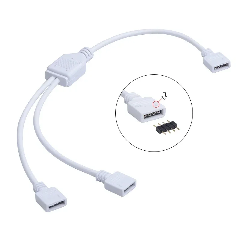 DC 12V Plug LED Light Strip 4 PIN RGB 5PIN RGBW Splitter Cable Connector 1 To 2 3 4 Way Extension Cord Y Shape Pin