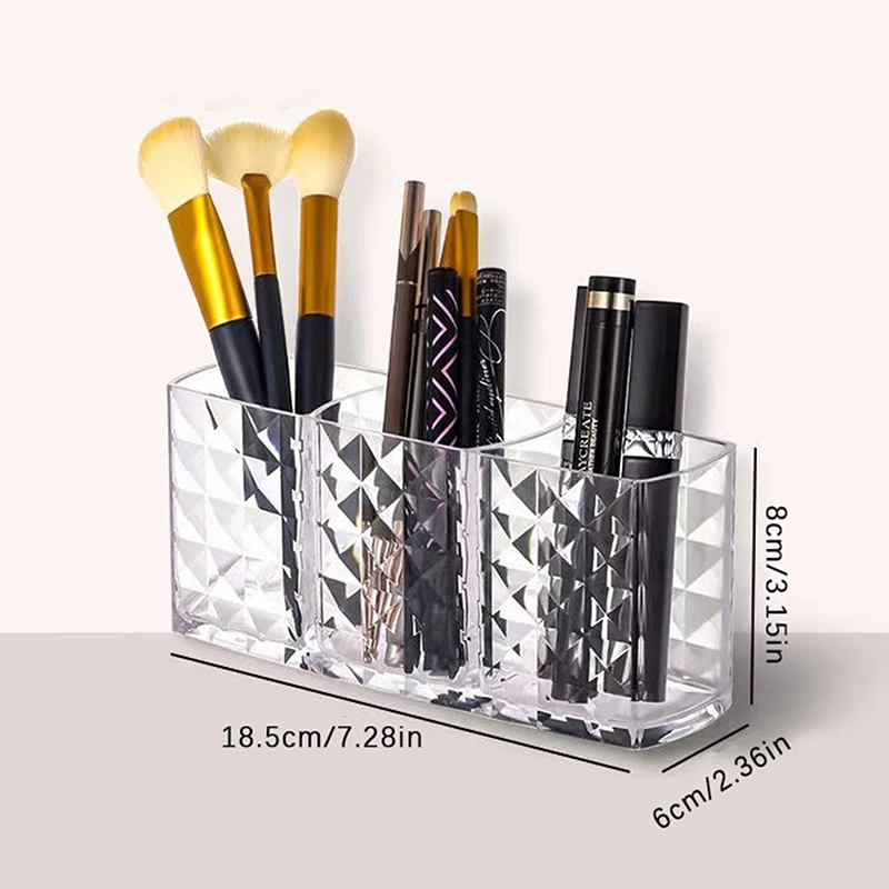 1 X Makeup Brush Holder Transparent Acrylic Cosmetic Case Makeup Eyeliner Pen Foundation Eyeshadow Box Desktop Storage Organizer