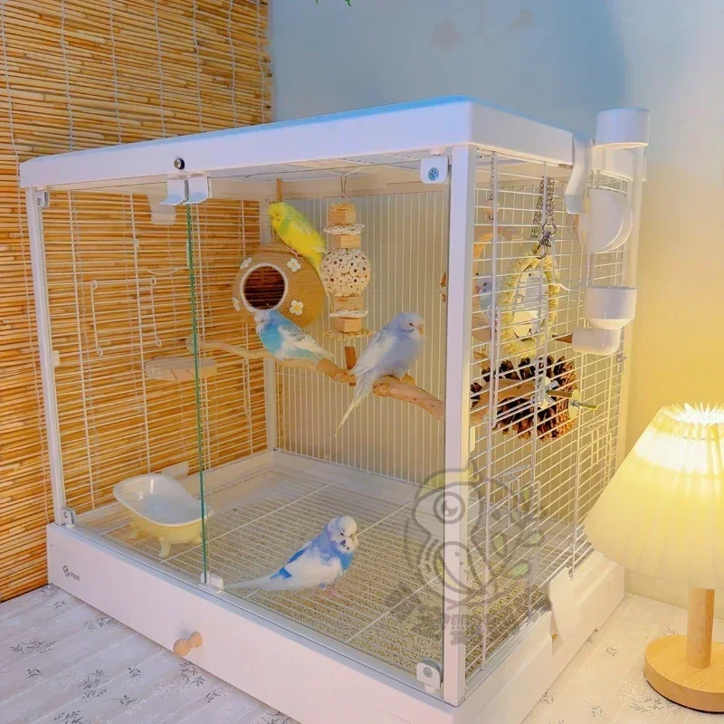 QO Accessories Bird Cage Parrot Beautiful Passaros Metal Hamster Cage Feeder Palomas Maisons Petits Animaux Pet Furniture GOOD