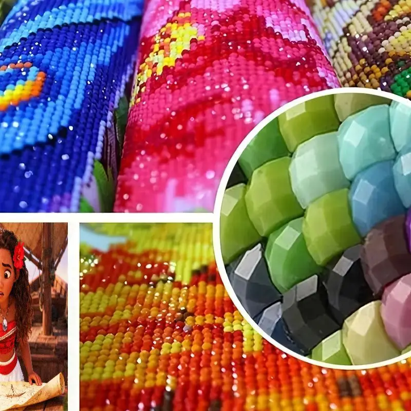 قطعة واحدة من مجموعة طلاء الماس ديزني موانا 5D، مجموعة فنية كاملة لشخصية فيلم الرسوم المتحركة DIY، لوحة ماسية كريستالية كبيرة لـ