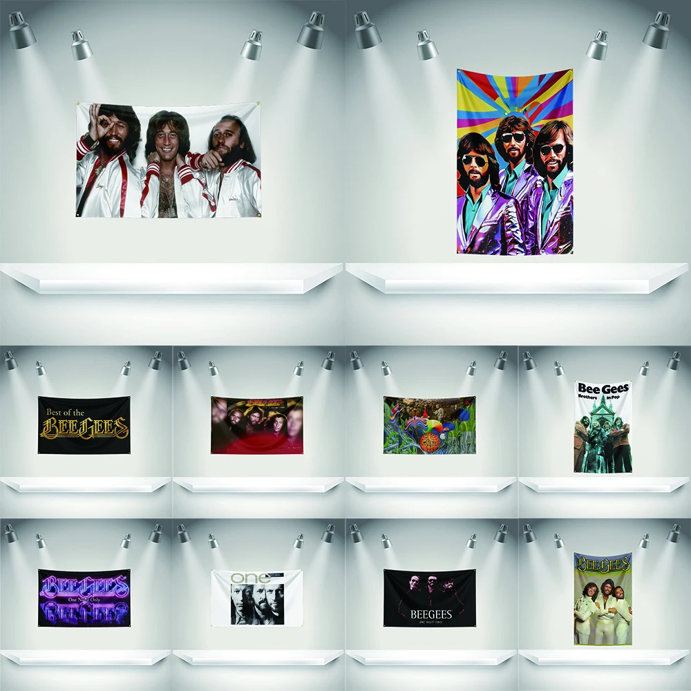 

B-bee gees Flag Rock Music Band Banner 3x5ft with Brass Grommets HD Printing Tapestry Exhibition, Music Band Fans, Garage Decor