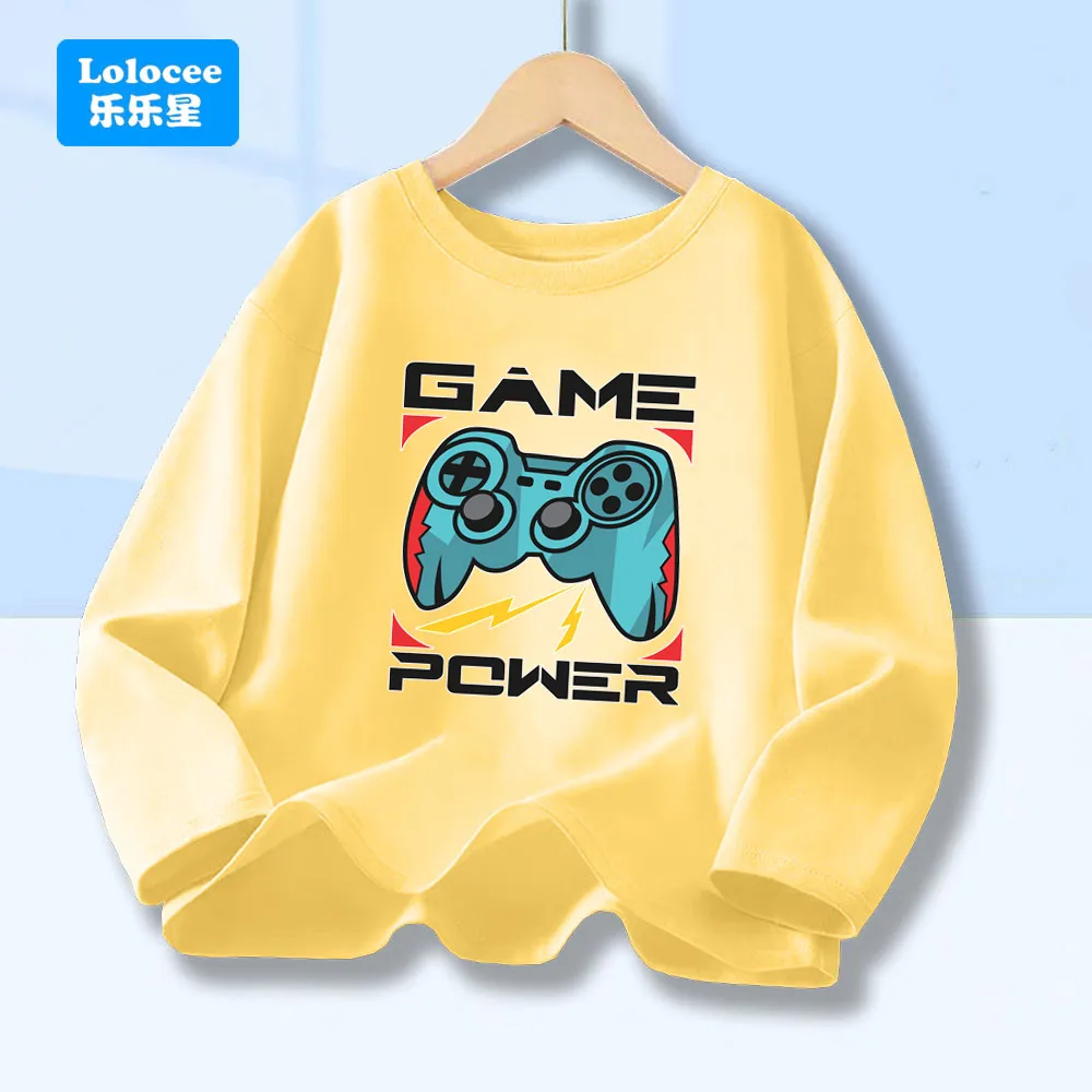 Kinder Kleidung Jungen T-shirt Langarm Kühlen Gamepad Muster Kinder Frühling Herbst Kleidung Neuheit Jungen Kleidung Oansatz Tops YXJ01
