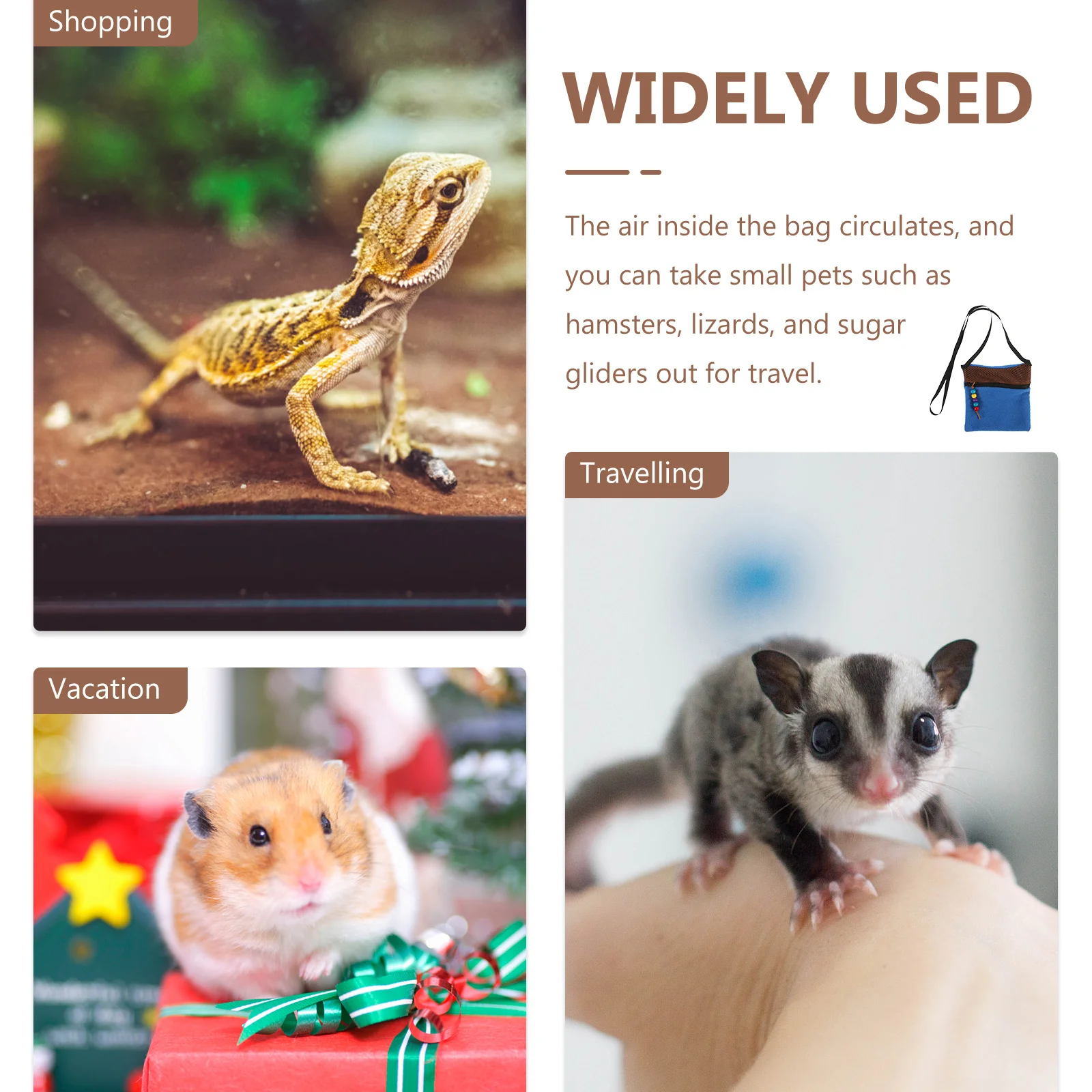 

Lizard Carrier Bag Breathable Small Pet Travel Bag For Hamster Guinea Pig Bunny Rat Reptile Outdoor Portable Carrier Pet