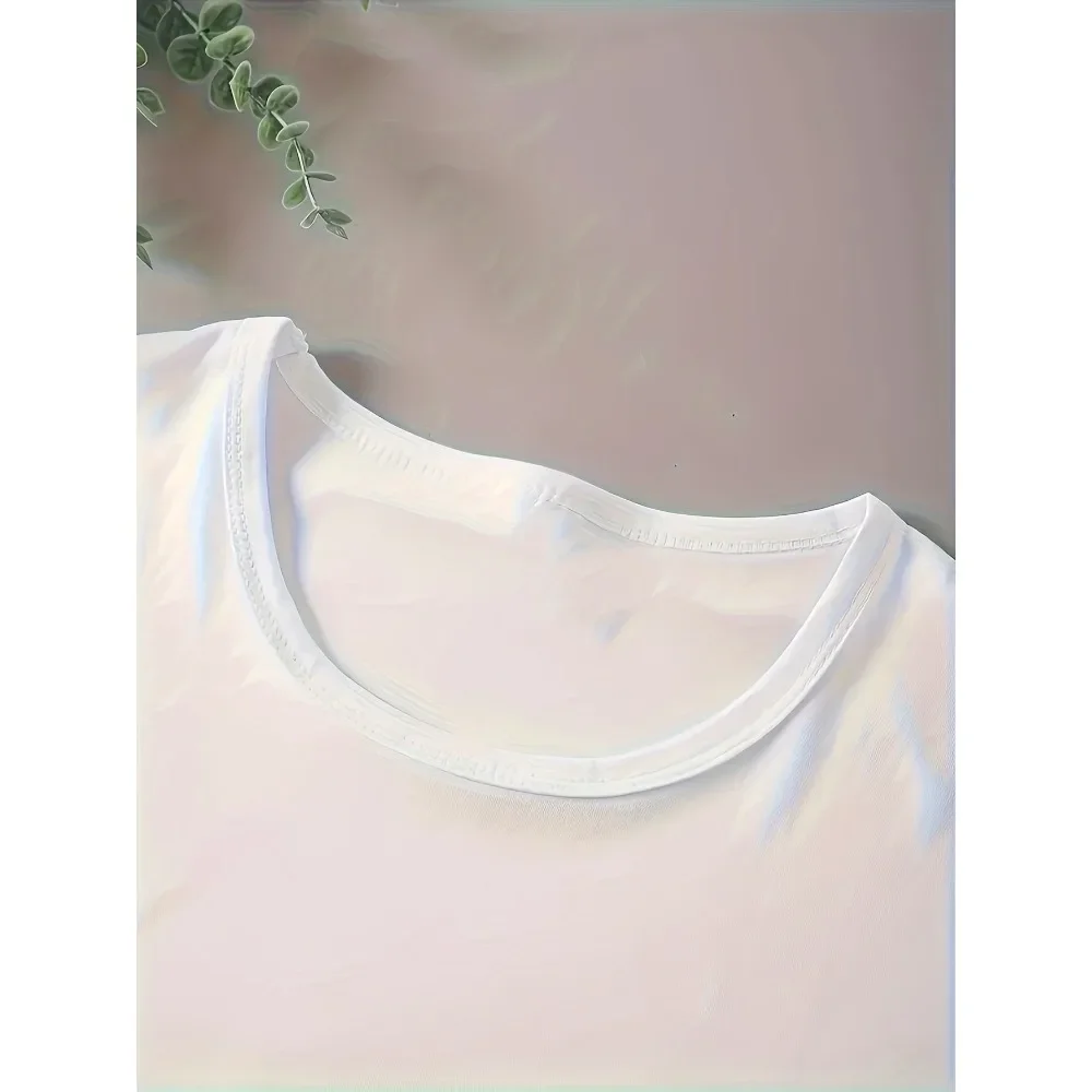 تي شيرت نسائي كاجوال برقبة دائرية، "Pray It Pray It Get Through It" اقتباس وحروف زهرية، أبيض، فضفاض