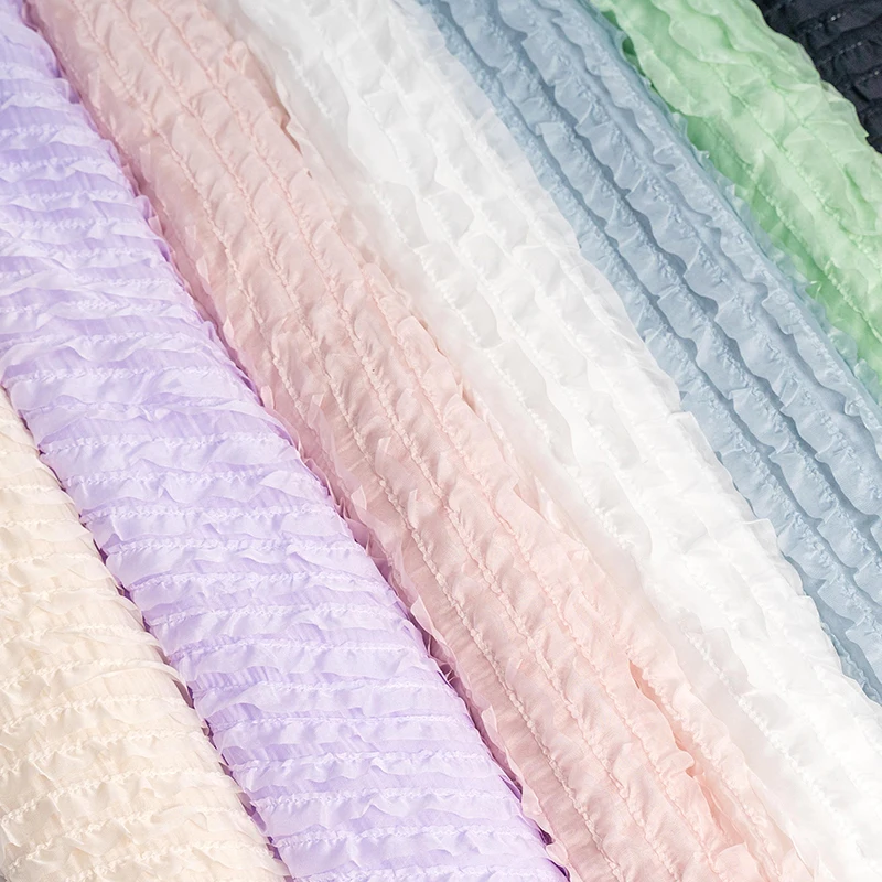 

Bla White Chiffon Skirt Fabric Clothing Material Gathered Gauze Inner Head Skirt Hemming Home Sponge Pad DIY
