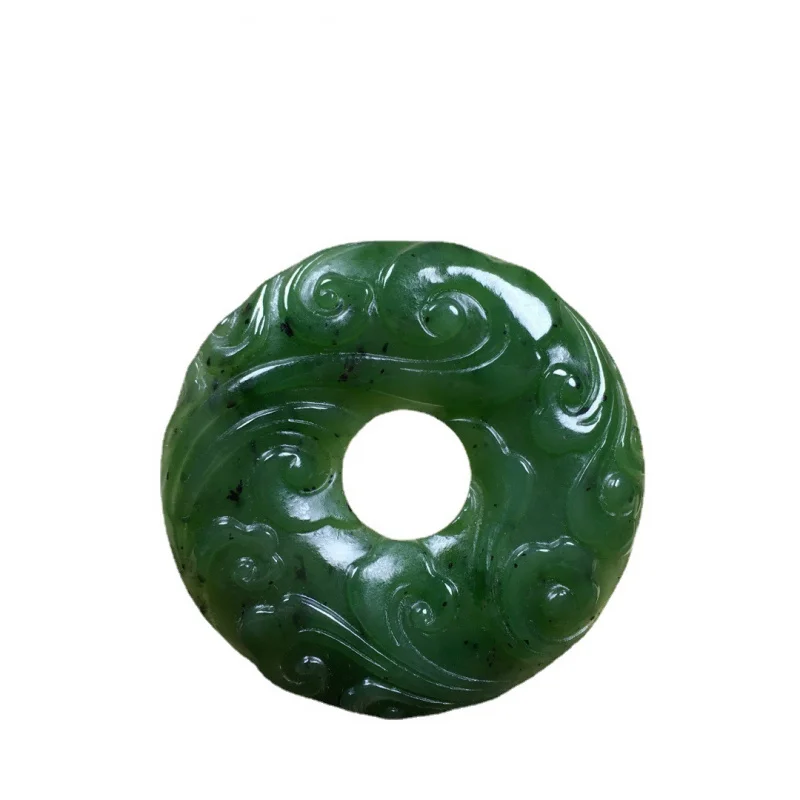 Xinjiang Hetian Green Safety Antiker Xiangyun Peace Großer Ring Jade Anhänger