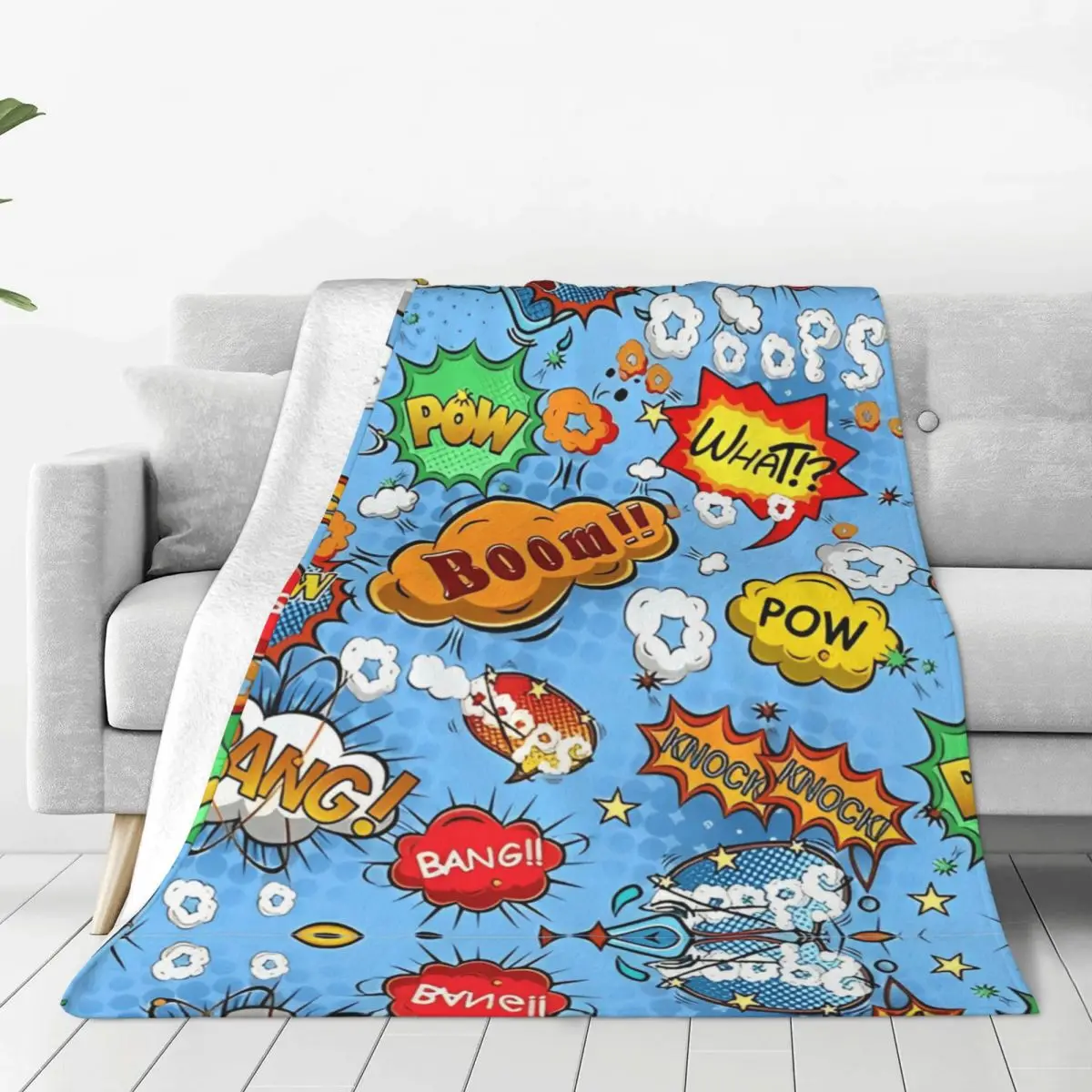 Comic Book Explosion Graffiti Art Pattern Blankets Plush Throw Blanket For Outdoor Airplane Travel Flannel Bedspread Bed Cover