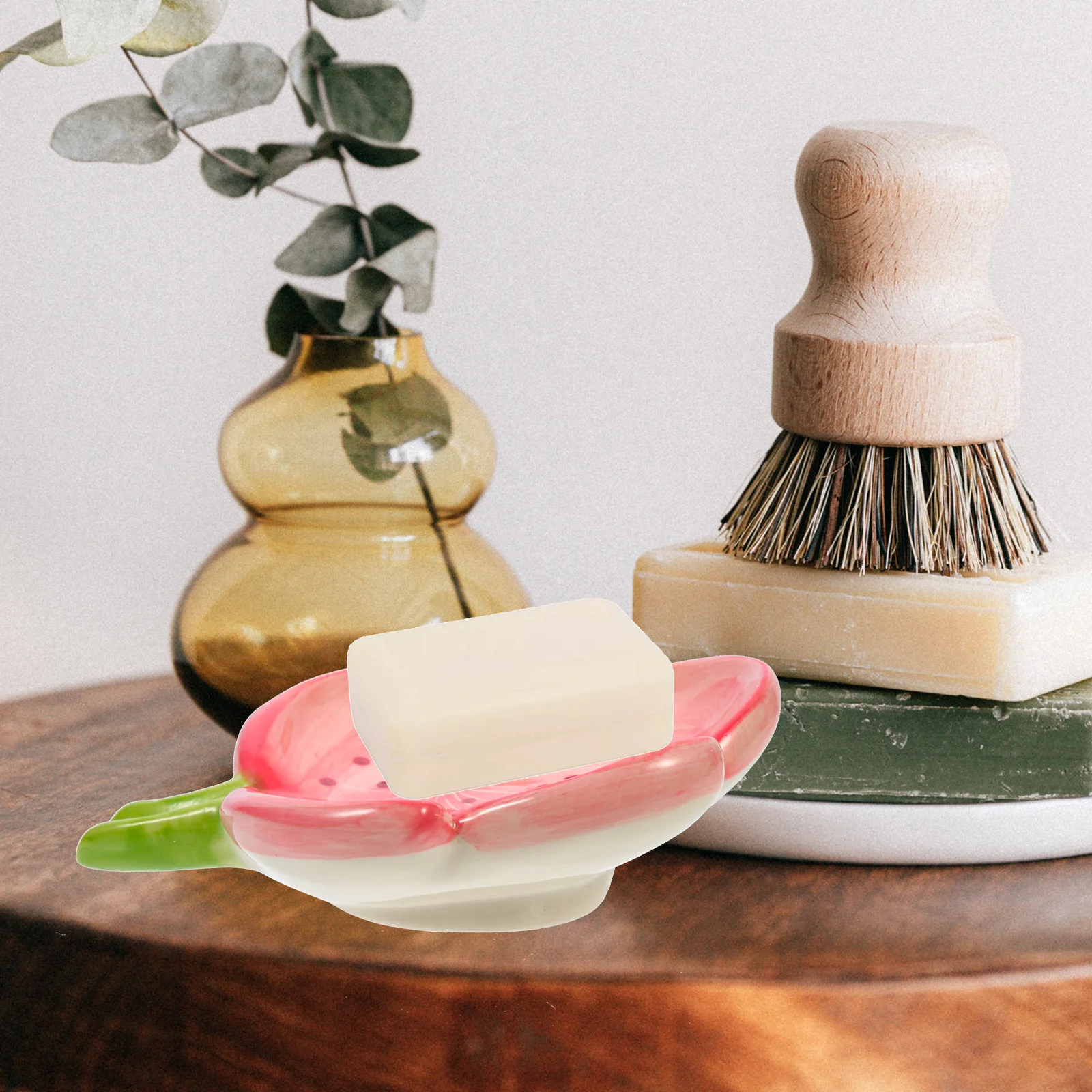 طبق صابون الزهور المزخرف صينية تصريف السيراميك لحوض الاستحمام منظمات الحمام صندوق حامل طبق الصابون على شكل زهرة #5