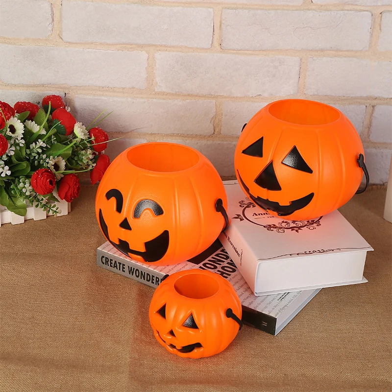 Halloween Handheld Pumpkin Bucket Candy Jar Festival Decoration Prop